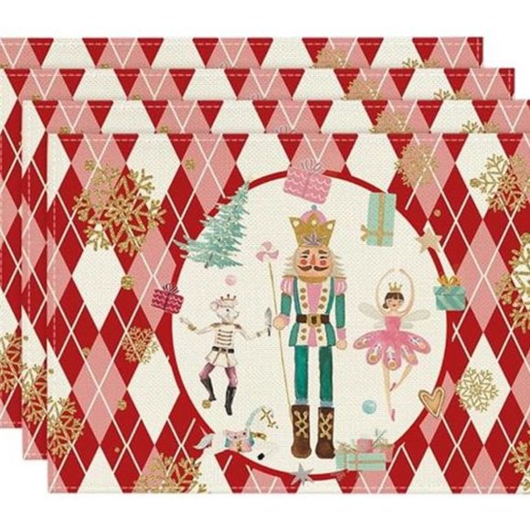 Nutcracker Placemats Christmas Decor Red Xmas Holiday Table Decorations Set 4 - Picture 7 of 8